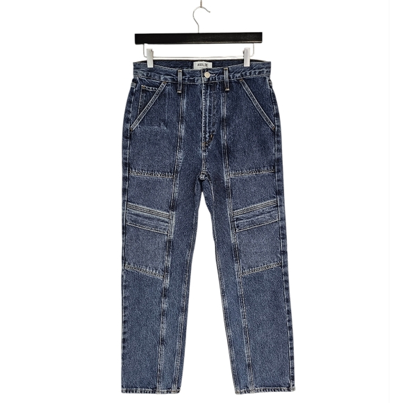 AGOLDE Cooper High Rise Cargo Relaxed Straight Leg Dark Blue Jeans 27 Preowned - Picture 2 of 10